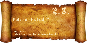Mehler Baldó névjegykártya